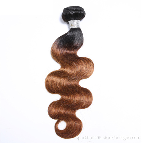 wholesale 3 Tone Ombre 1B 4/27/30 Remy Brazilian Straight body wave Hair Bundles with closure and frontal human wigs